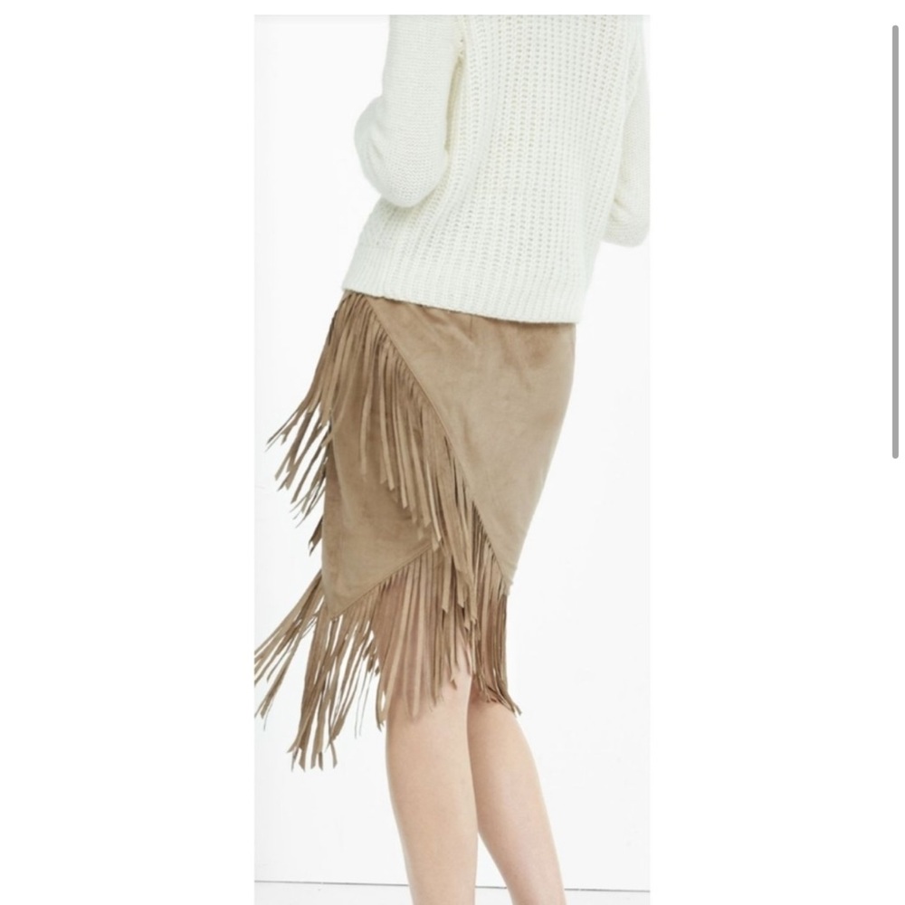 Nwt Express tan fringe skirt